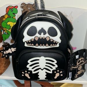 SDCC 2022 exclusive Stitch Skeleton Loungefly Backpack and Wallet